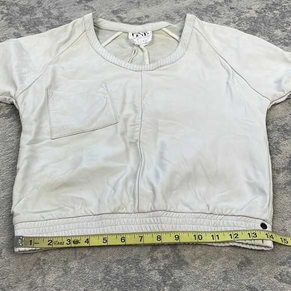 NWT One Teaspoon Super Moto Leather Crewneck Sweatshirt Ivory White Sz XS - Picture 5 of 16